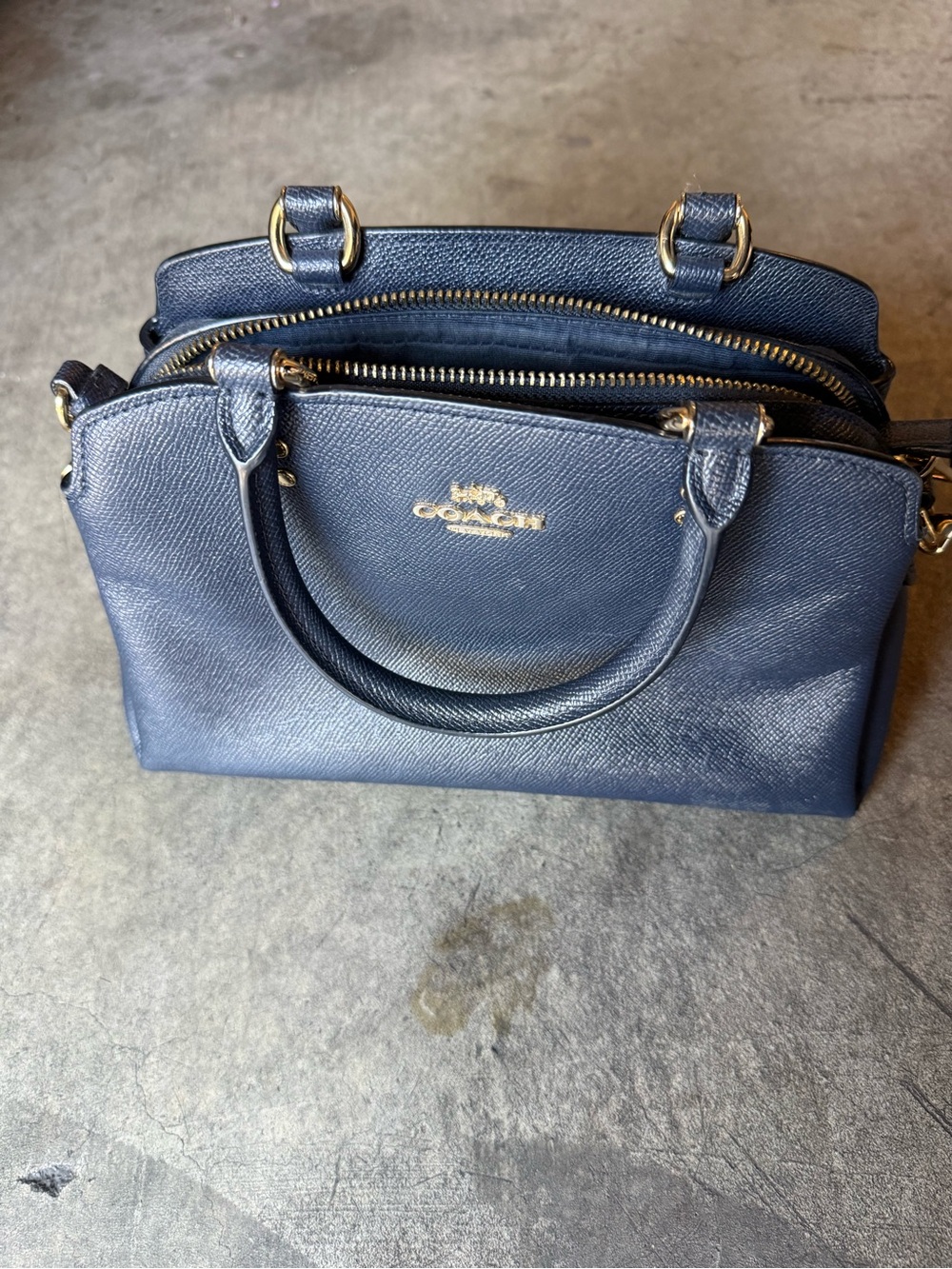 Coach - Mini Lillie Caryall in Denim-  Navy Leather Satchel
